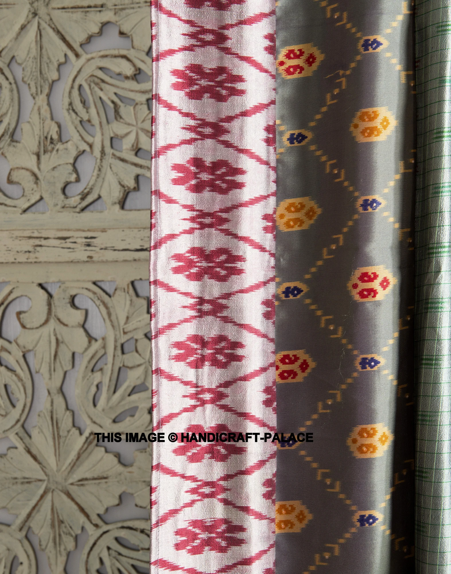  2 шт. винтажные шелковые сари оконные шторы индийские Лоскутные серые занавески