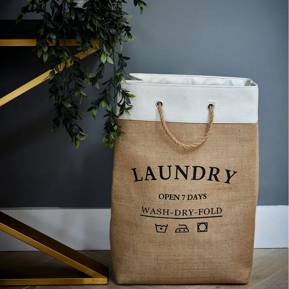 Best Price Jute Laundry Bags Re-Usable Water Resistant Personalized For Spa and Hotels Jute Products Jute Tote Bag Large Laundry