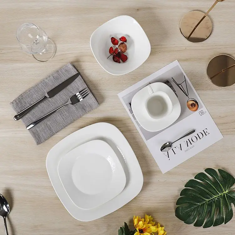 White Porcelain Diner Set Dinnerware Crockery Nordic Dinnerware Set
