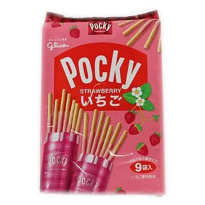 Manufacturers are the best in wholesale 9 bags of Glico Strawberry Pocky A large quantity of OEM functional shelf
