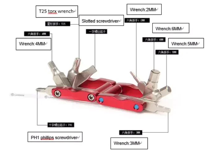 Landon bicycle tools kit folding multifunction tool set made in Taiwan