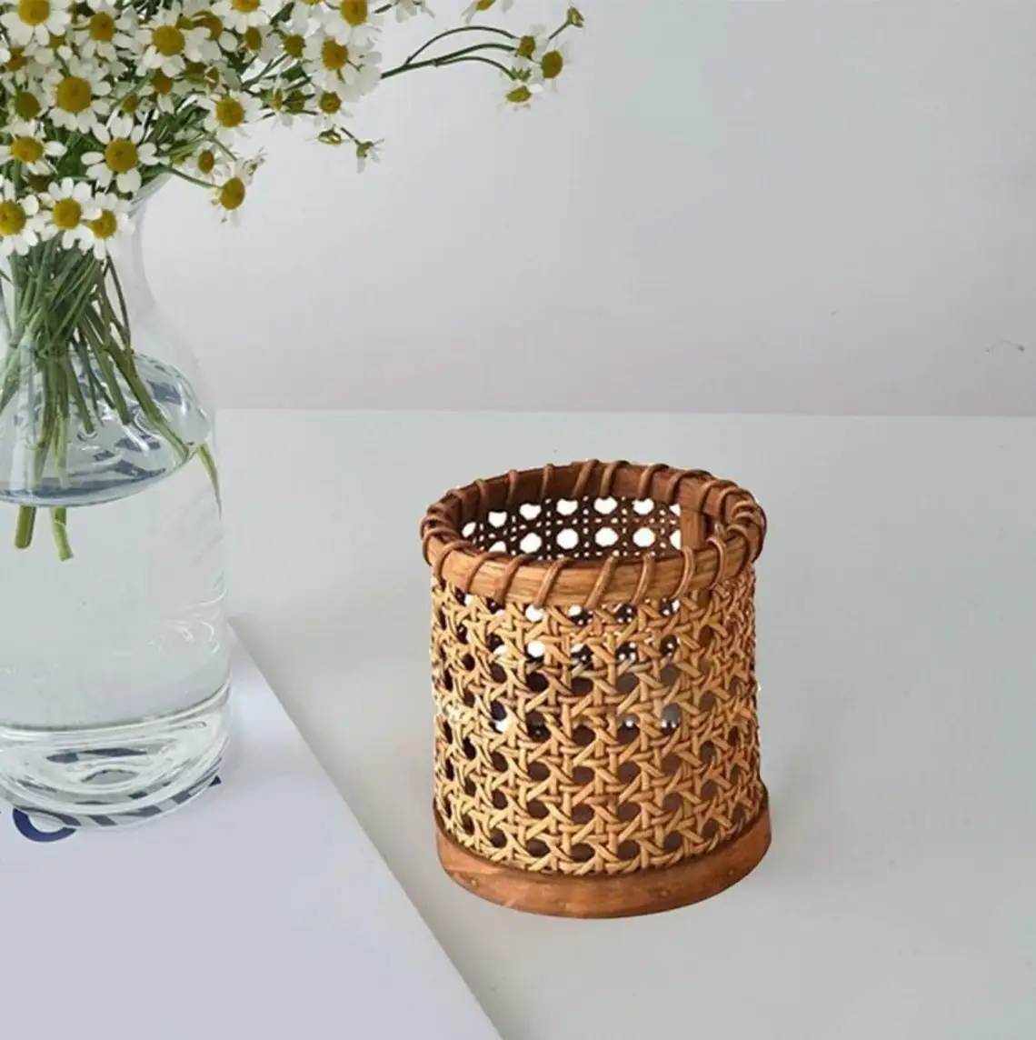 Rattan Chopsticks Storage Handmade Pen Pencils Organization, Vase Support