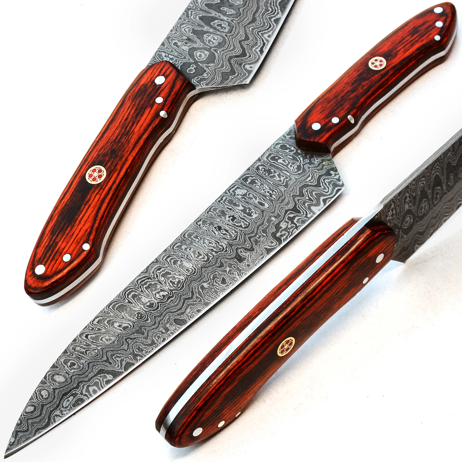 
The Most Interesting Color Wood Damascus Knives and Unique Hand made Damascus Steel knife Custom Design Kitchen Cook Chef Knife 