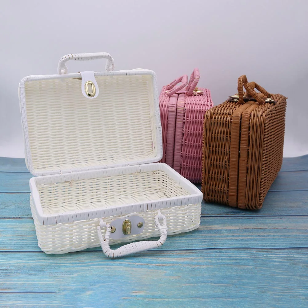 Rattan woven suitcase Kids room home decor Wedding gift box straw bag suitcase briefcase Made in Vietnam