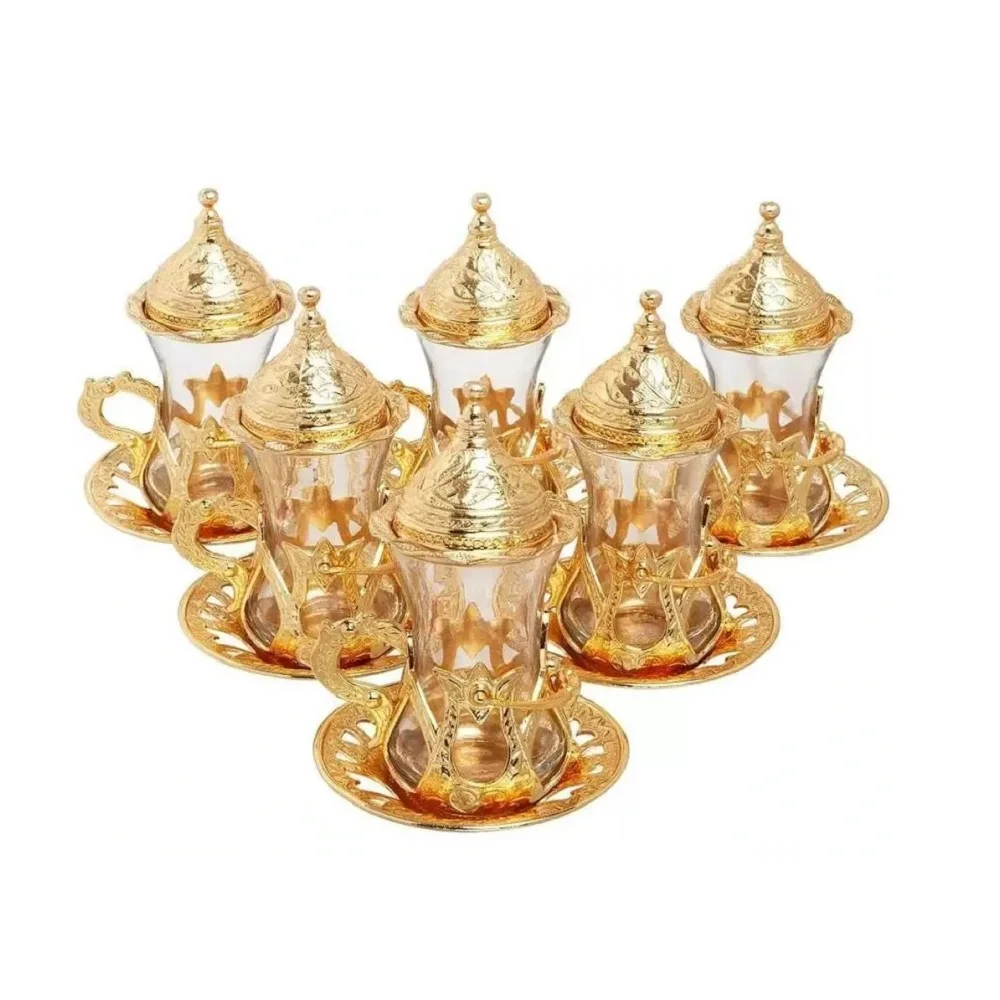 Turkish Tea Cups Ottoman Anatolian Greek Arabic Tea Set Copper Espresso Mugs Wholesale Coffee Gift Sets Zamac Cups made in turke