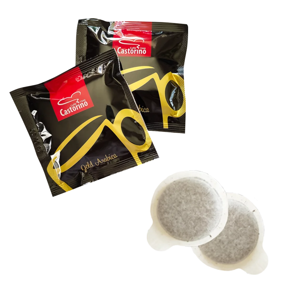 Premium Quality Castorino Italian Coffee 100% Compostable Pods GOLD ARABICA Blend 50 pz for home / HO.RE.CA