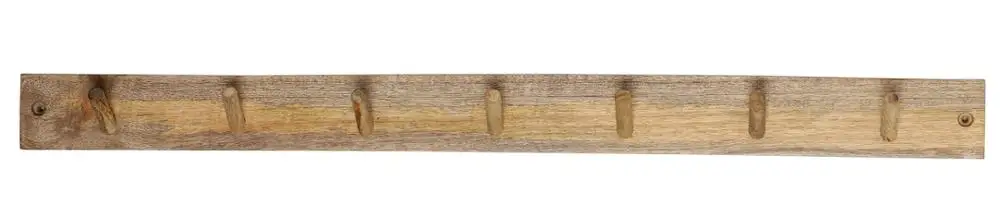 7Hooks Rail Mango Wood Wall Mounted Multifunction Coat Hook Rails 50X5X4CMS Natural Finish Handmade Wooden Wall Mounted Hooks