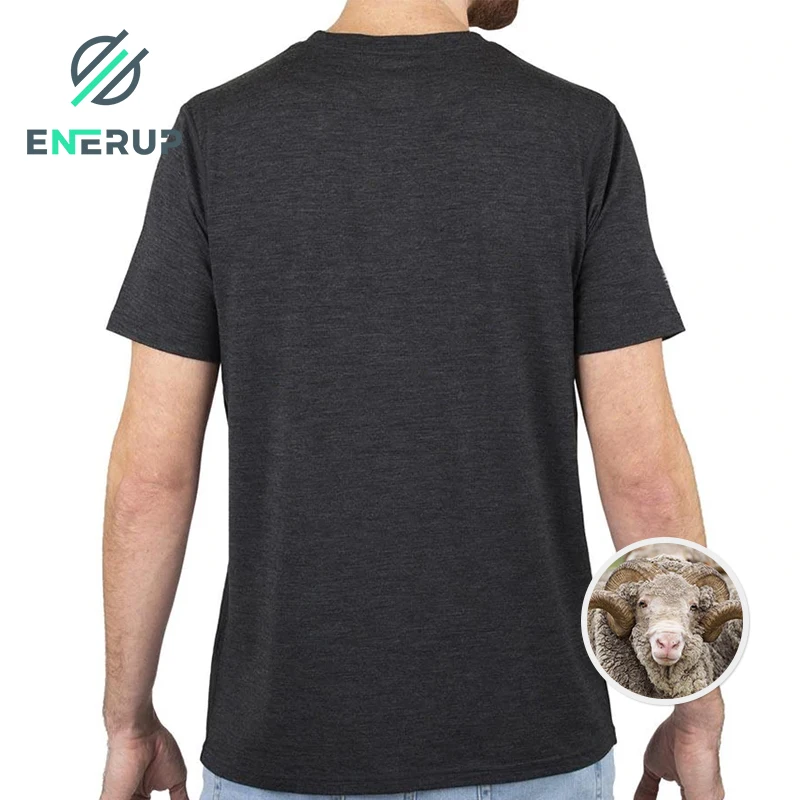 Enerup Custom Men Shirts Merino Wool Plus Size t Shirt Crew Neck Shirts for Man
