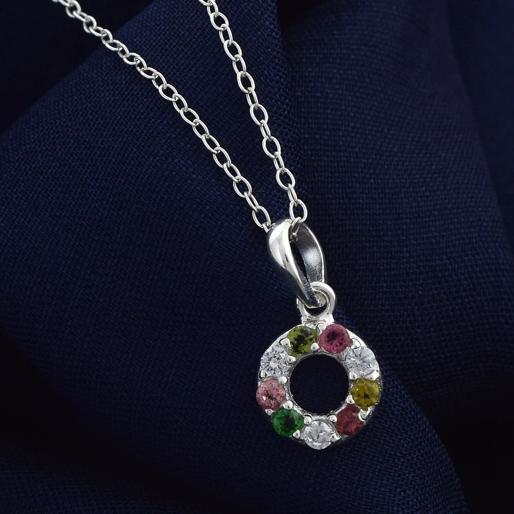 Best Selling Pink Sapphire Gemstone Pendant S925 Sterling Silver Minimalist Round Charm Dainty Jewelry Best Wholesaler Supplier