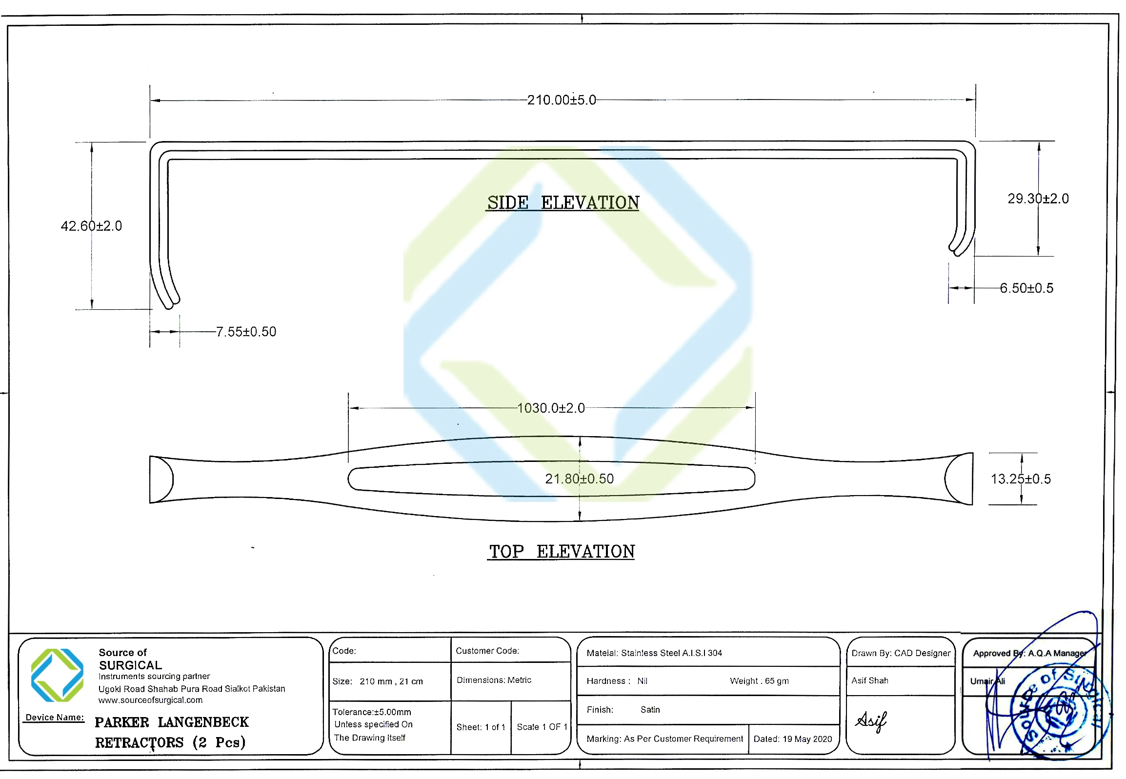 Ретрактор Parker Langenbeck