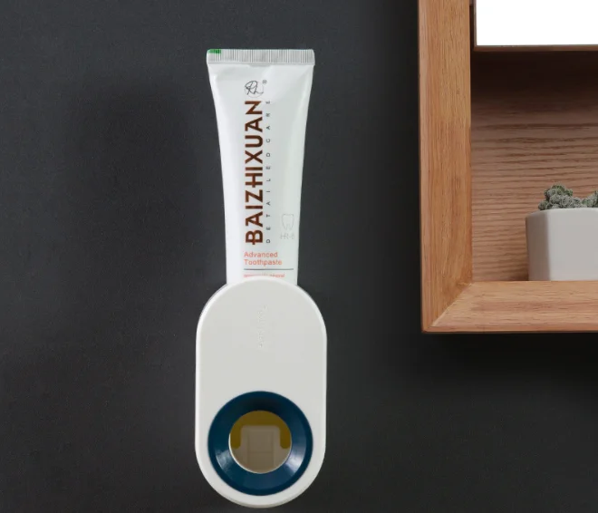 Wholesale Wall Mount Hands Free Squeezer Automatic Toothpaste Dispenser toothbrush holder set for Bathroom simple style