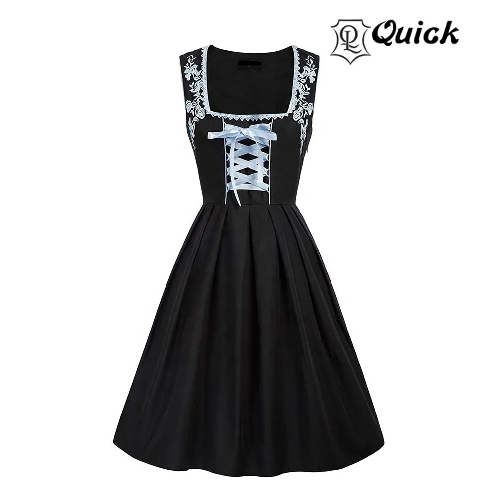 Women German Oktoberfest Costumes 3 Pcs Bavarian Dirndl Dresses Mini Drindl Frock With Blouses