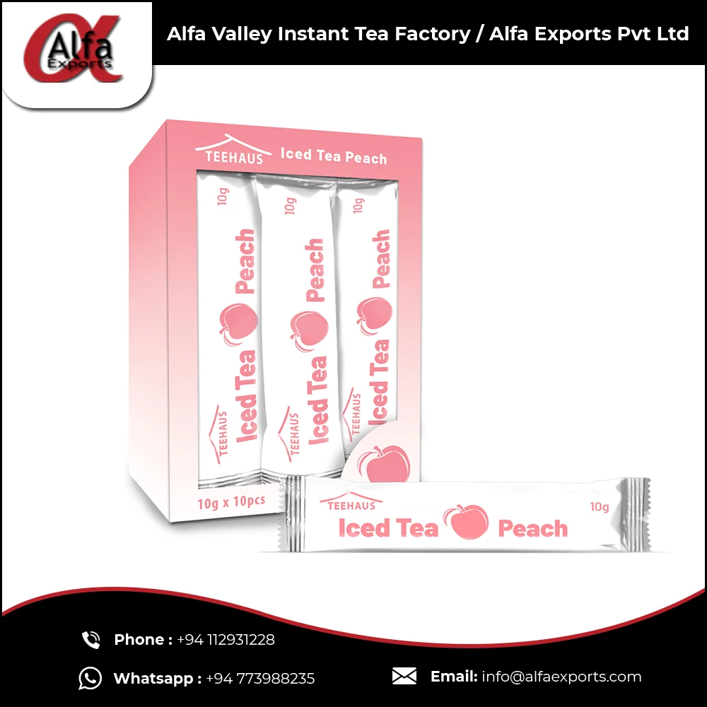 Freshly Roasted Tea Leaves Blended With Peach Leaves Made 2in1 Instant Plain Peach Iced Tea Powder At Minimum Cost