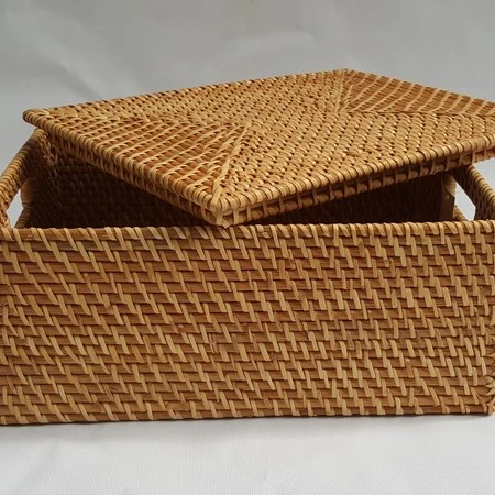 Best quality cheap modern design natural rectangle rattan storage basket from vietnam