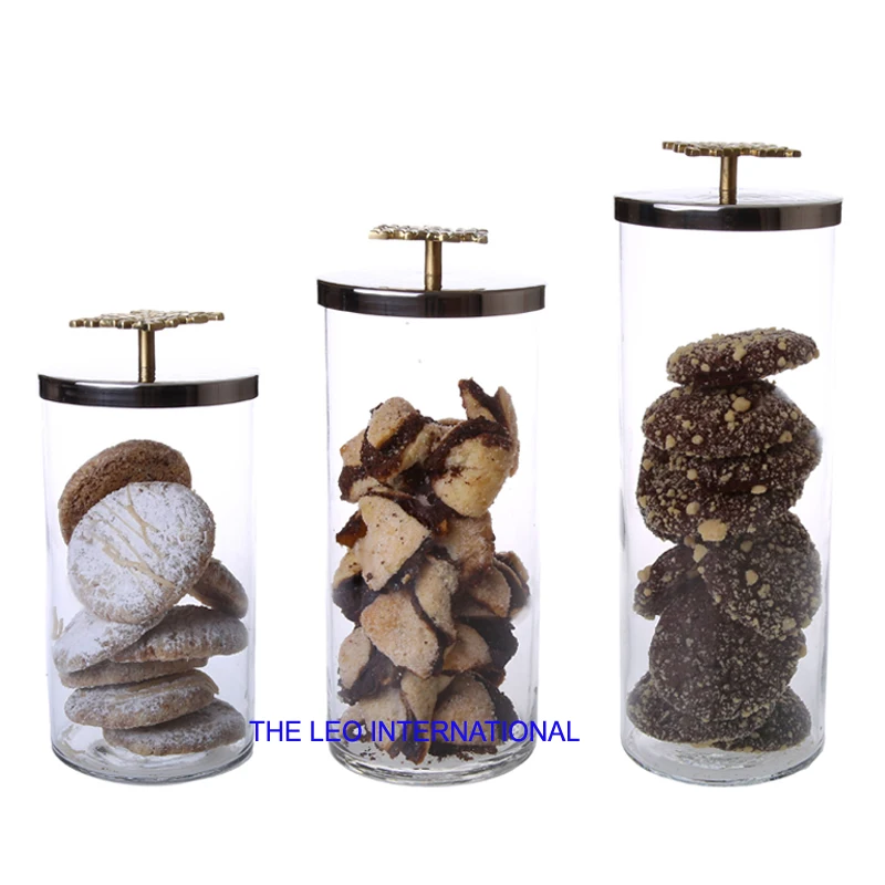 Decorative Marble Lid Kitchen Glass Canister