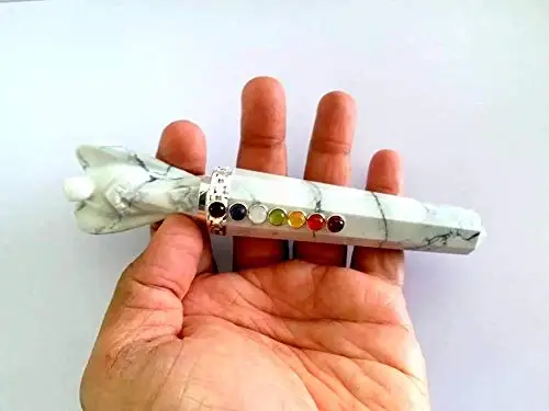  Струйная энергетическая волшебная палочка Howlite Angel Chakra приблизительно Заряженная чистая запрограммированная настоящая 5 - 6 дюймов бесплатная брошюра
