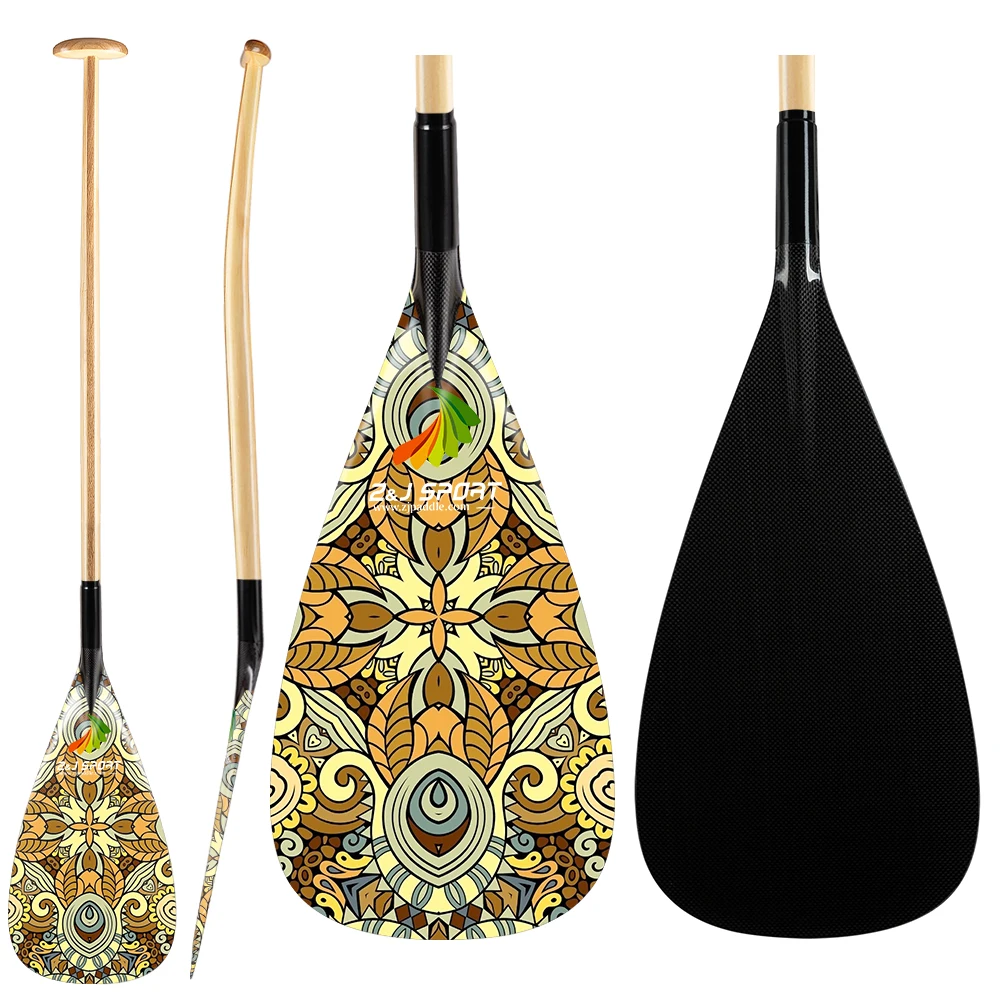 Весло для доски серфинга с одним изогнутым валом/весло каноэ из углеродного волокна