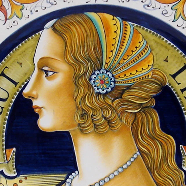 Handmade wall pottery plate woman portrait Italian Renaissance Art Hanging wall decorative ceramic plates