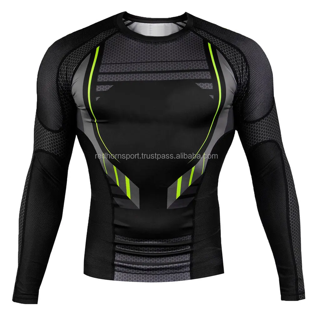 Sublimated Rash Guard MMA, Custom Printed Rash Guard Compression Shirts by Red Horn Sports  t shirt