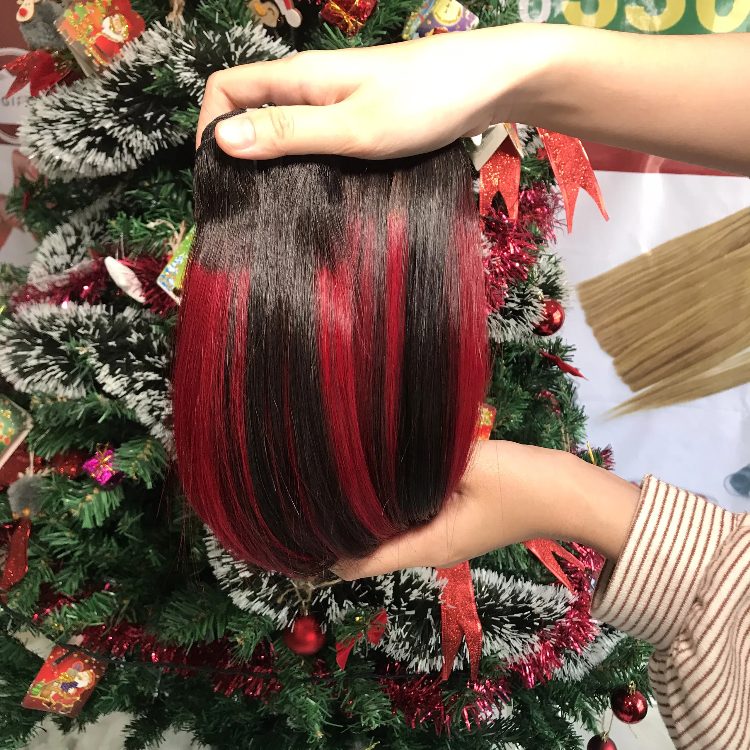 Прямые человеческие волосы для наращивания и сочетания волос с 100% выровненными кутикулами