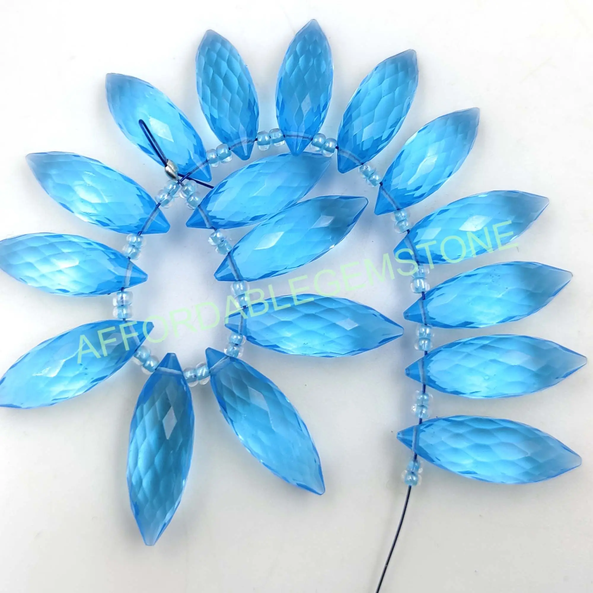 Sky blue topaz handmade stone top drilled gemstone fancy teardrop shape stone good quality stone faceted beads silver jewelry