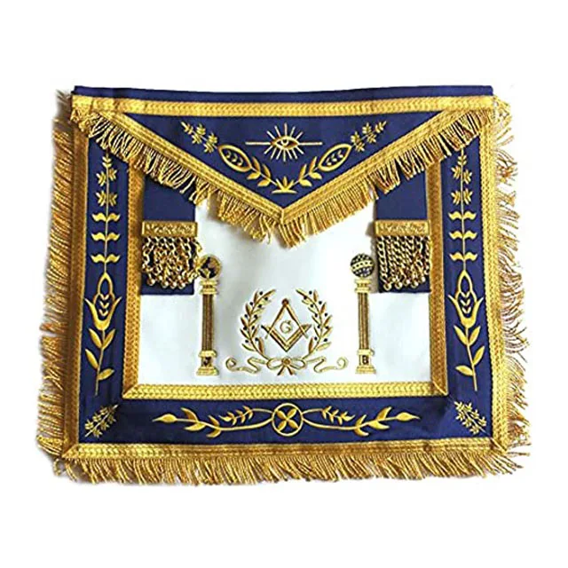 Masonic Blue Lodge Past Master Apron Gold Machine Embroidery Freemasons Grand Apron