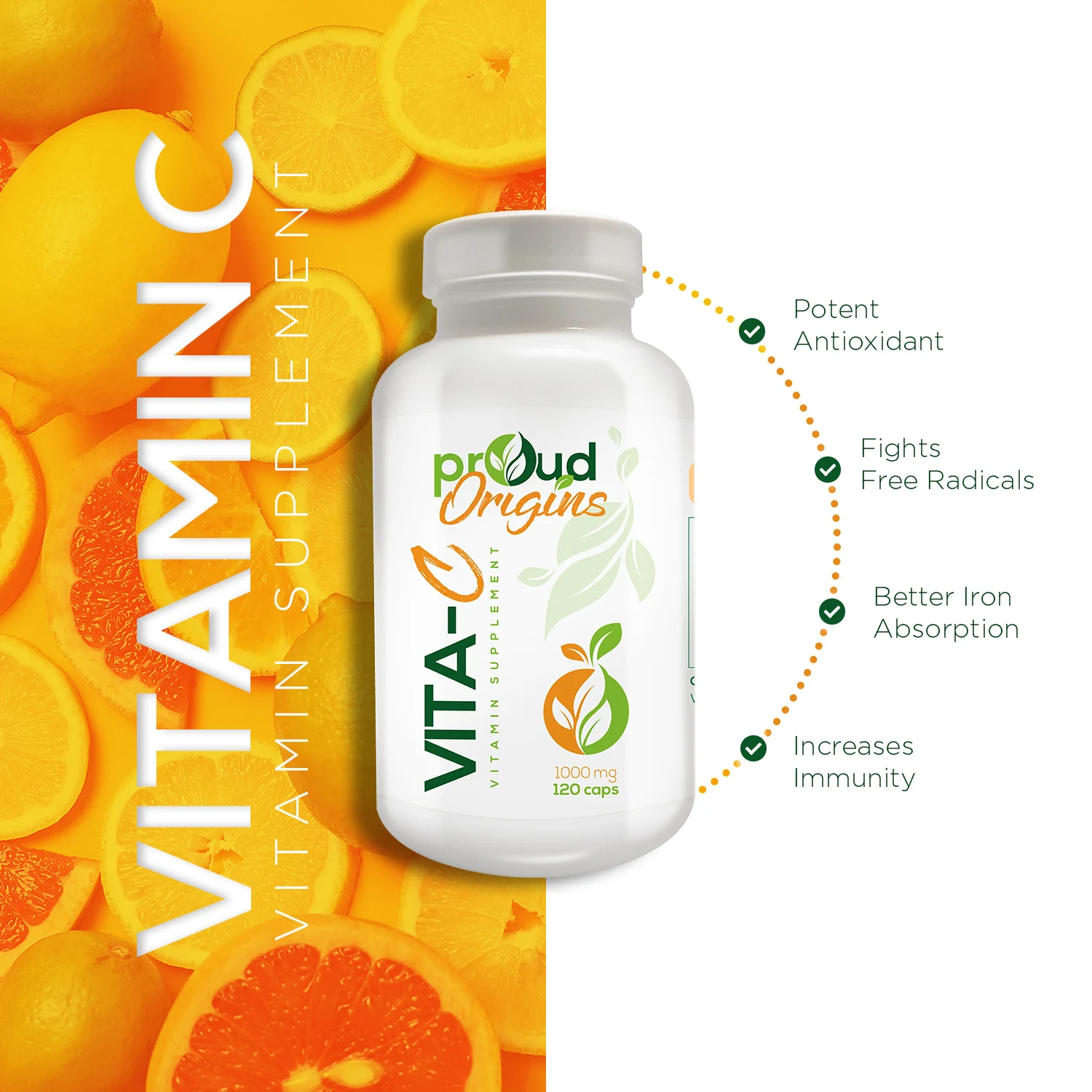 Wholesale Vitamin C 1000mg Proud Origins Vita-C 1000 mg 120 Capsules Boost Immune System Healthcare Supplement USA Made