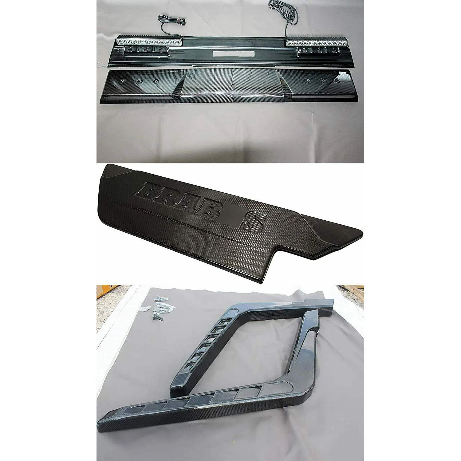 Roof Spoiler with LED + Spare Tire Cover + Carbon Fiber Snorkel Set for Mercedes-Benz W463 G-Class till 2018