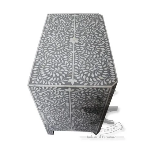 Portable Green Bone Inlay Chest of Drawer