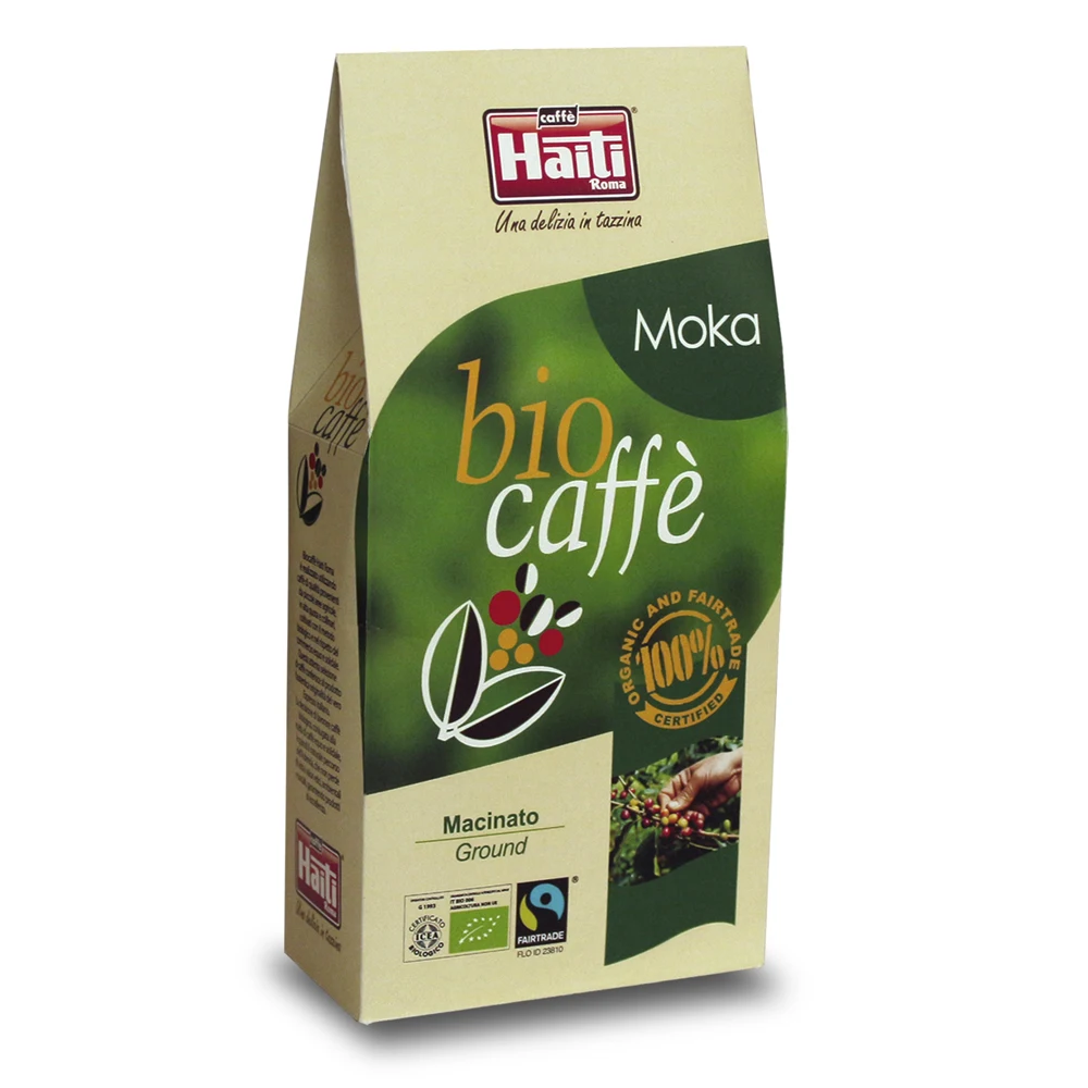 100% органического хлопка 100% Fairtrade Смешанные выбор самого лучшего кофе хорошо сбалансированную воду и слабокислотный biocaffe Moka дорожный 250gr