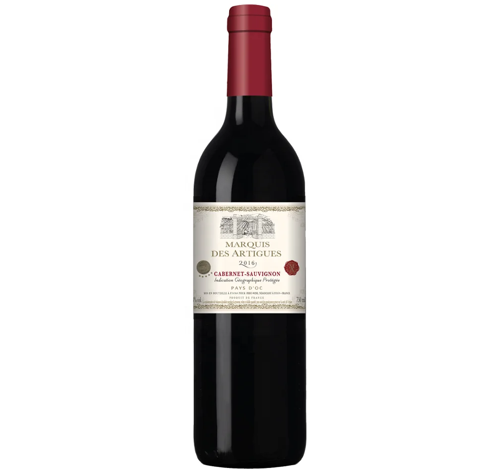 
 Красное вино Marquis des Artigues Cabernet Sauvignon, высокое качество, красное вино из Франции  