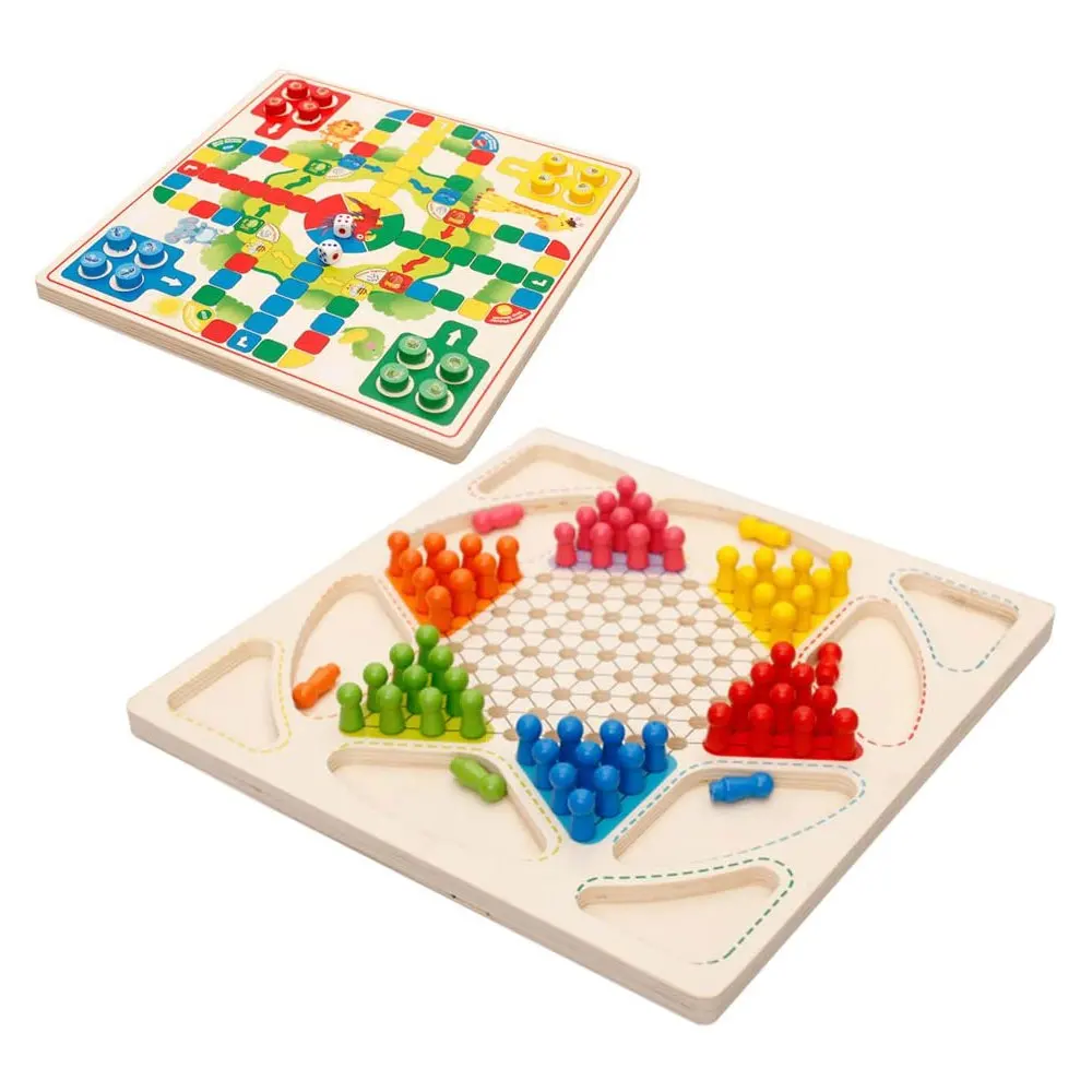 Custom Classical Ludo Board Game Chess with Wood Frame Manufacturer Organic Glass Wooden in cheap price