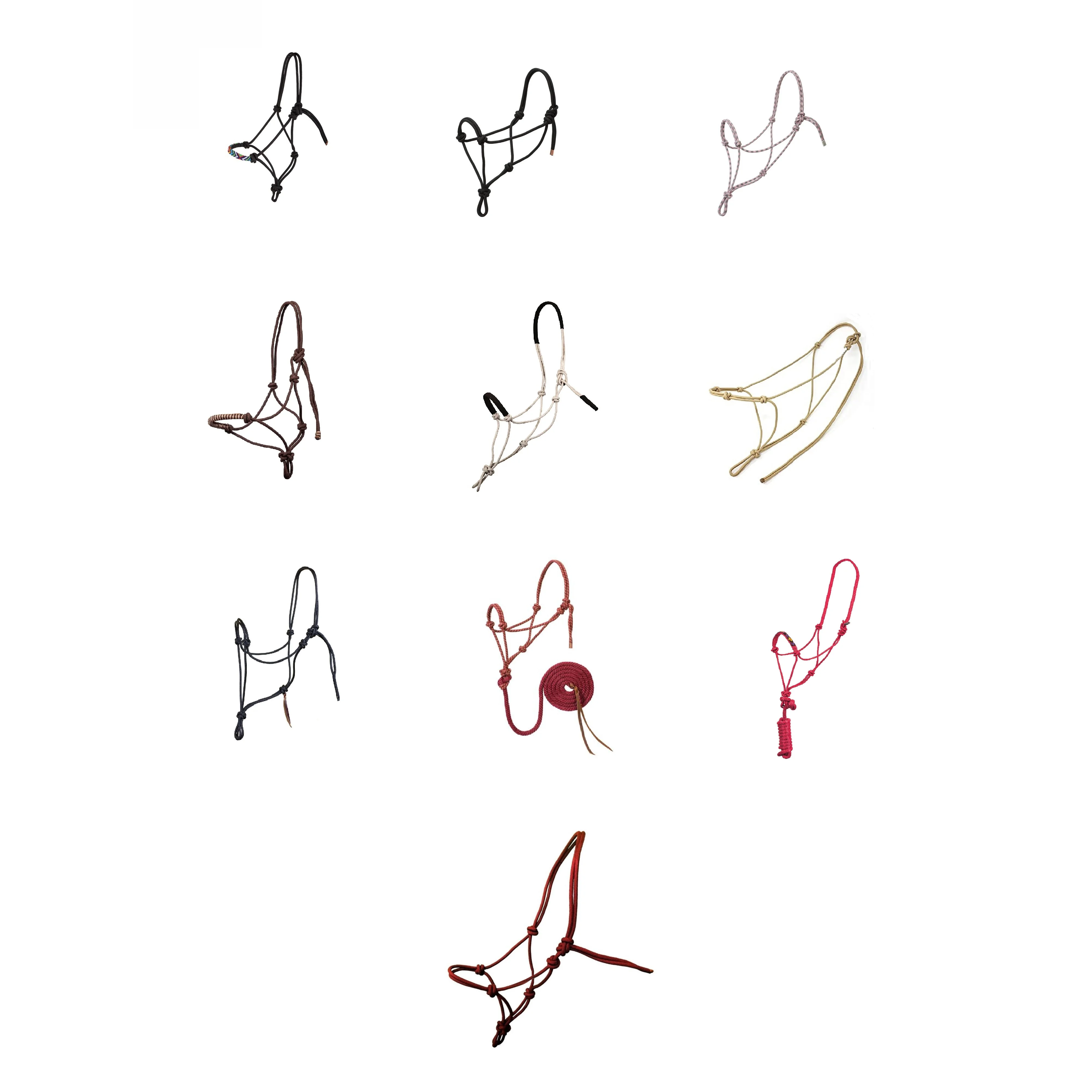 Adjustable & Durable Braided Rope Horse Riding Halter With Designer Noseband Available in Multiple Designs