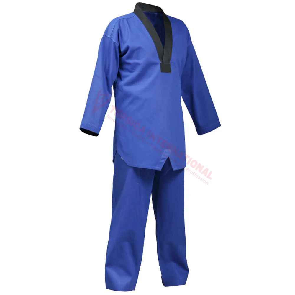 Martial Arts Taekwondo Uniform In Blue Color / 100% Cotton Fabric Taekwondo Uniform