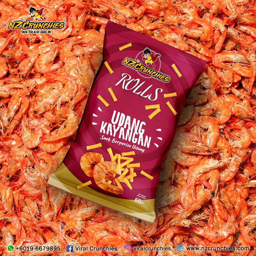 Best Selling Delicious NZC Rolls Udang Kayangan (PRAWN) Bag Packaging Package Processing Type Fried Unique Crunchiness