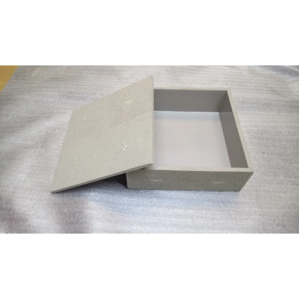 Легкий серый уголь искусственная шагреневая шкатулка модель 007 МДФ + шагрен бархат 0 19x0 07 шарнирная бумага без квадранта