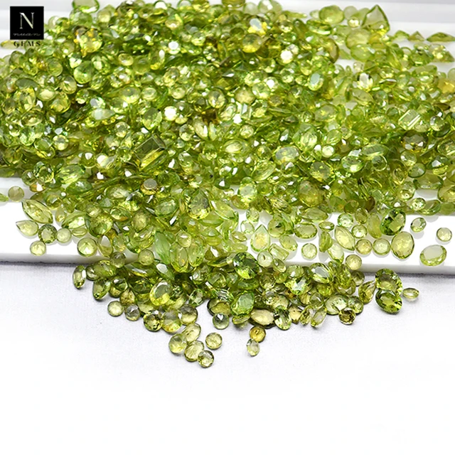 Natural Genuine 100% Peridot Faceted Mixed Shapes Loose Gemstone Round Heart Square Handmade Gemstone Green Stone Making Jewelry