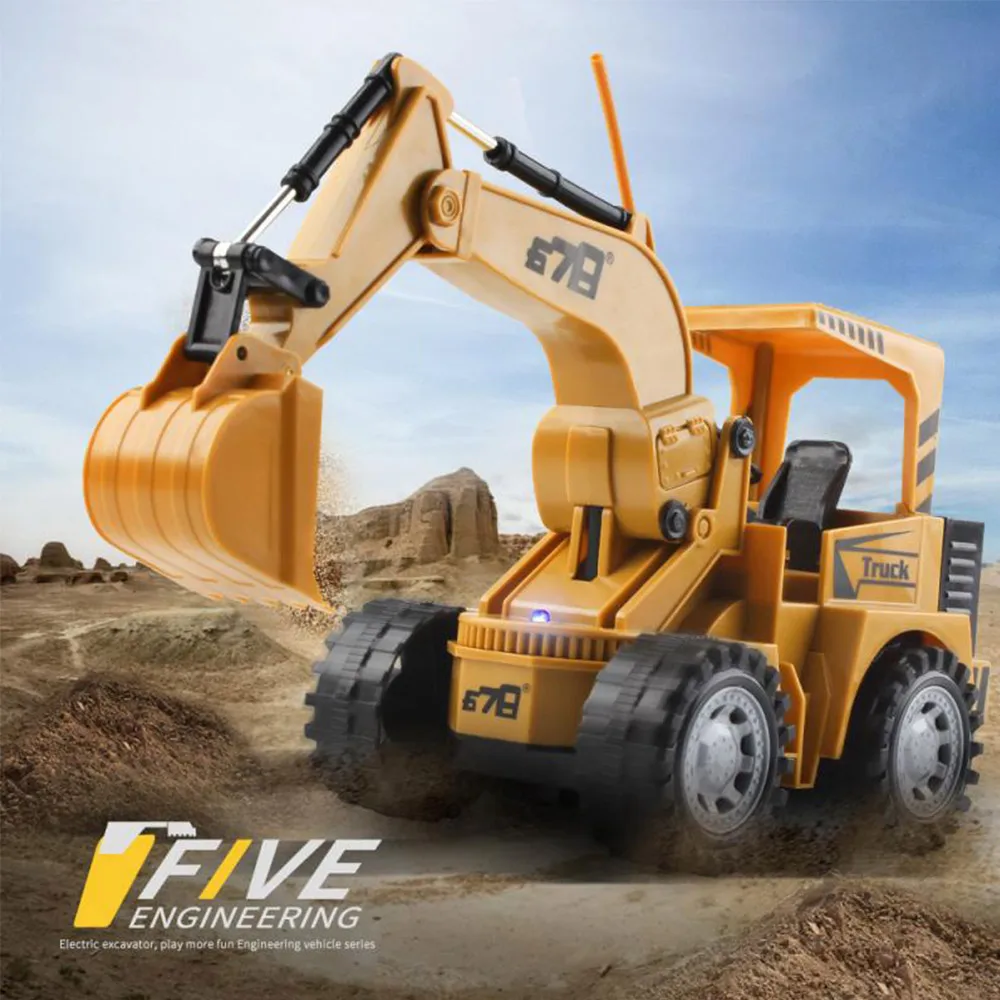 Оптовая продажа 1/24 весы 5-канальные игрушки с дистанционным управлением экскаватор грузовик со светом Радиоуправляемый