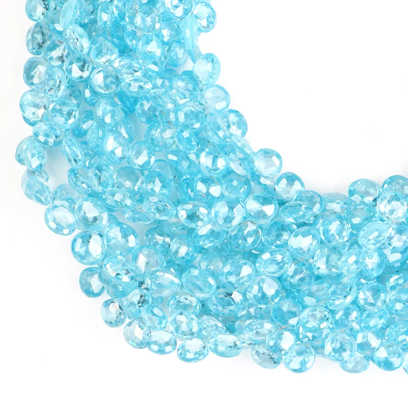 Небесно-голубой топаз, кубический цирконий, граненые, в форме сердца, драгоценные камни, кубический цирконий, граненые, в форме сердца, драгоценные камни, бусины