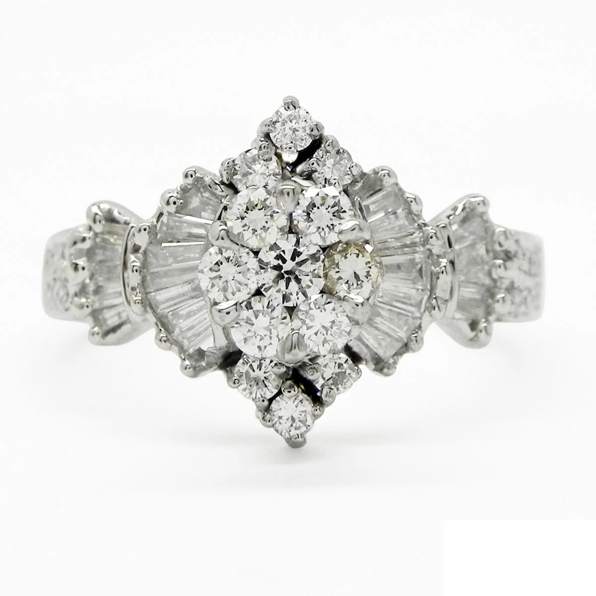 White Gold Marquise Style Pressure Diamond Engagement Ring