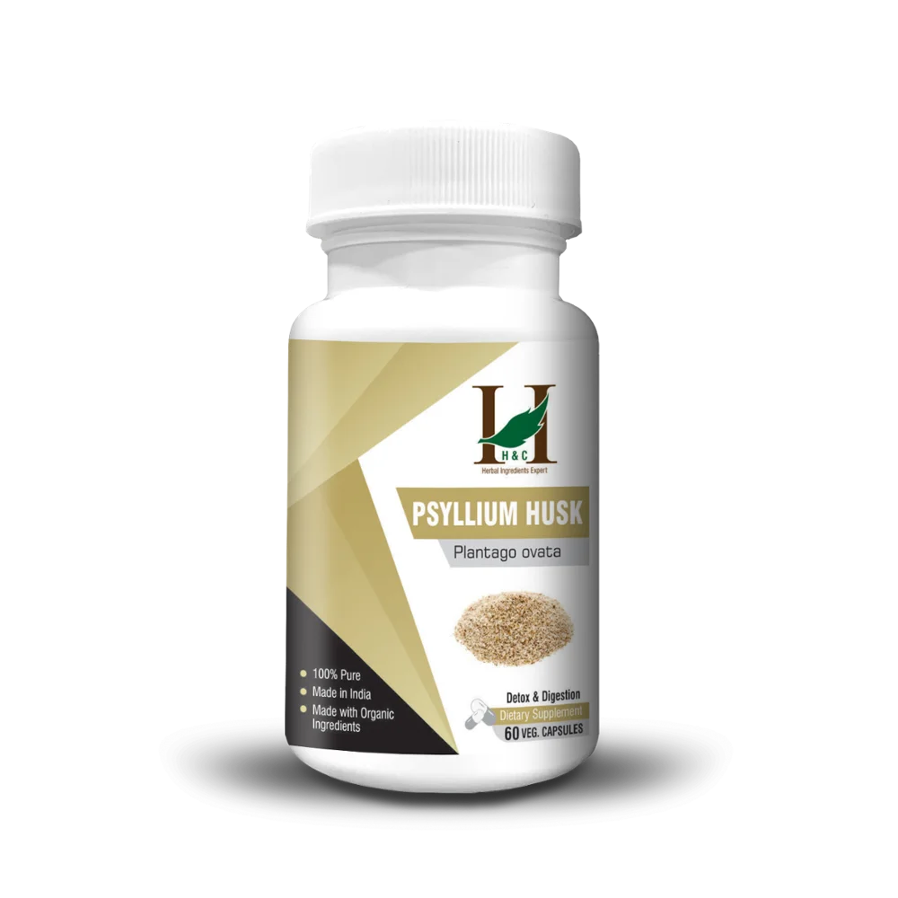 
 H&C Psyllium Husk Capsules (Plantago ovata) - 450mg, 60counts  