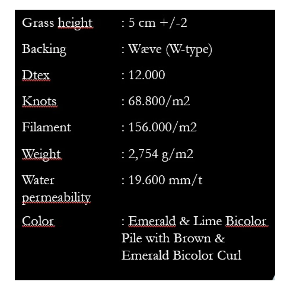 Высокое качество зеленый газон Модель V2-NM50 Высокая водопроницаемость