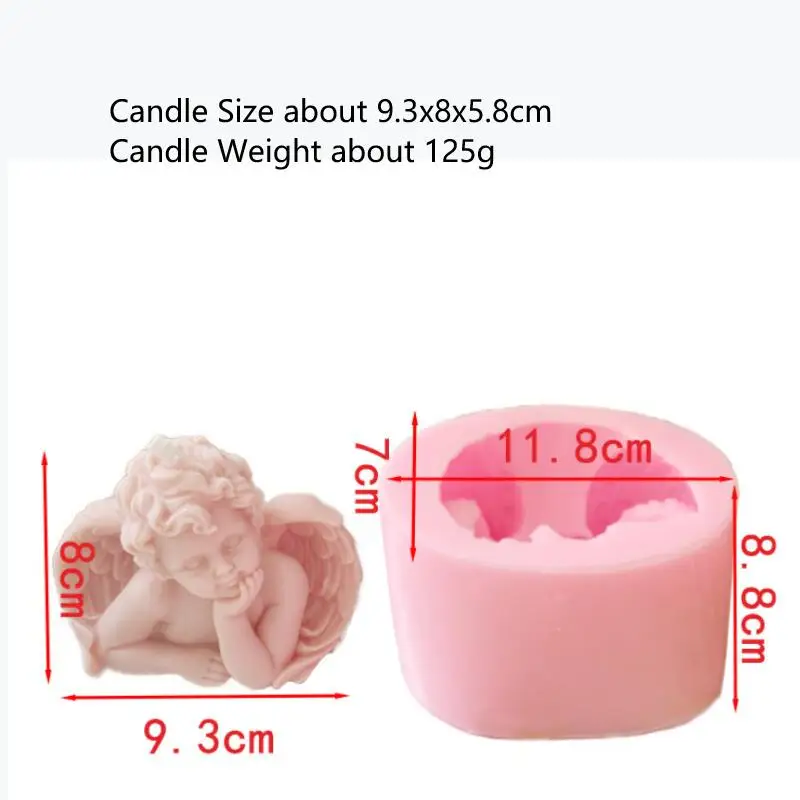 
3D Baby Angel with Wings Candle Mold 9.3x8x5.8cm For Plaster Statue Decorating Soap Polymer Clay, Cement, Concrete Tool 