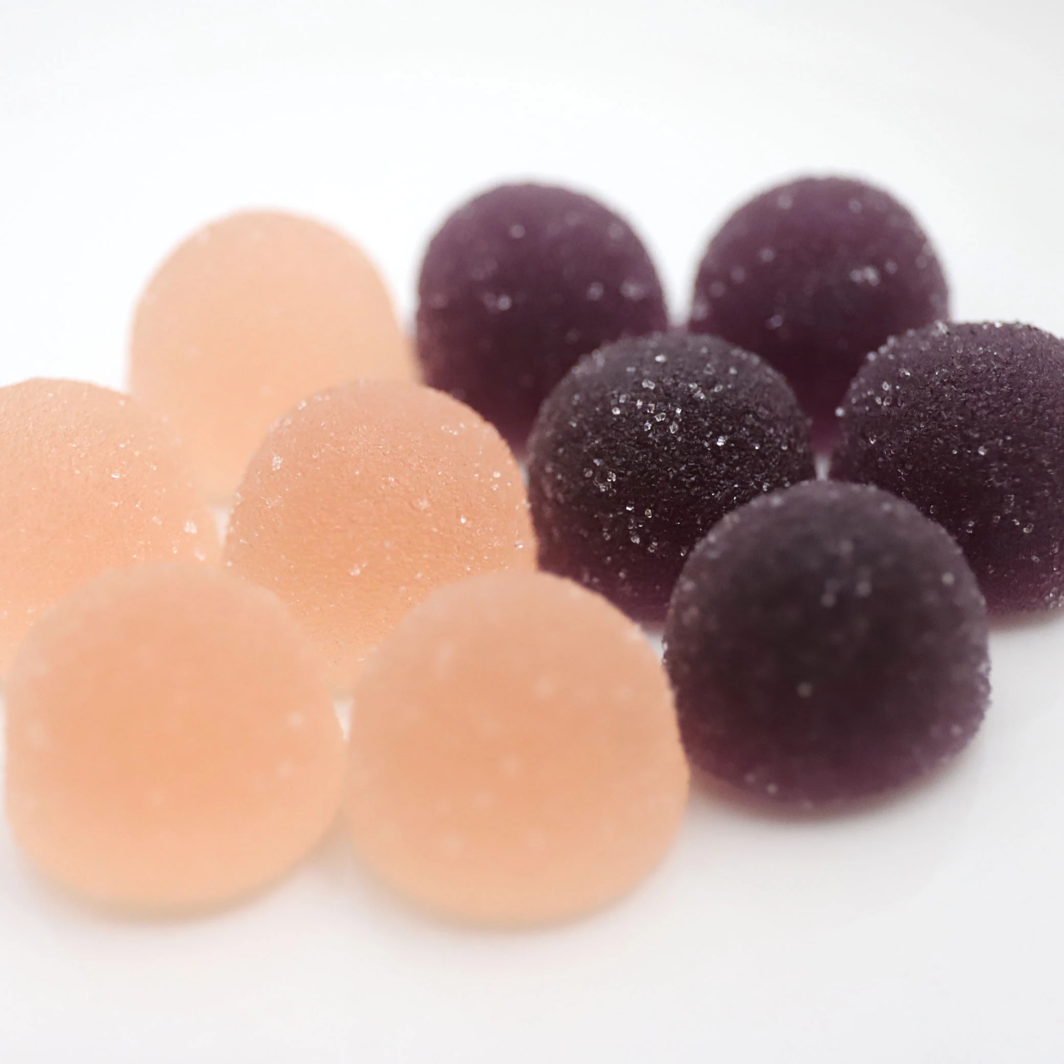 Candy jelly fruits Japanese gummy round shaped grape, peach, tangerine, and melon