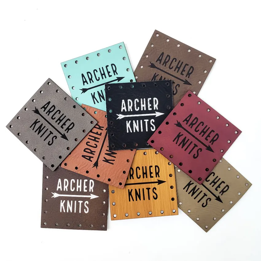 custom design logo sew on leather tag bag jeans iron on leather patches
