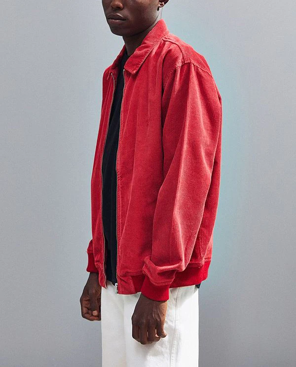 Индивидуально вышитый логотип Вельветовая куртка Харрингтона Красная мужская с открытыми плечами