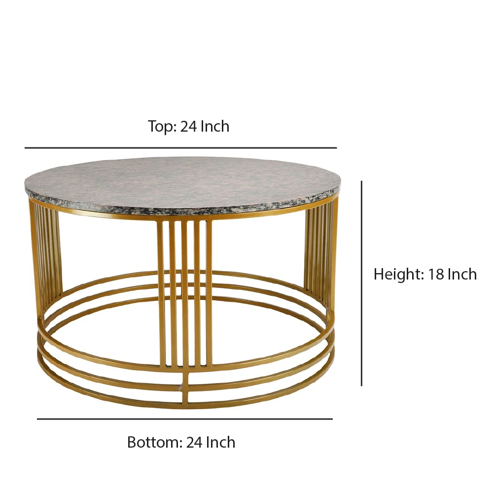 Modern Contemporary Large Coffee Table with Black Marble Top and Golden Frame Home Decor by Indian Manufacturer