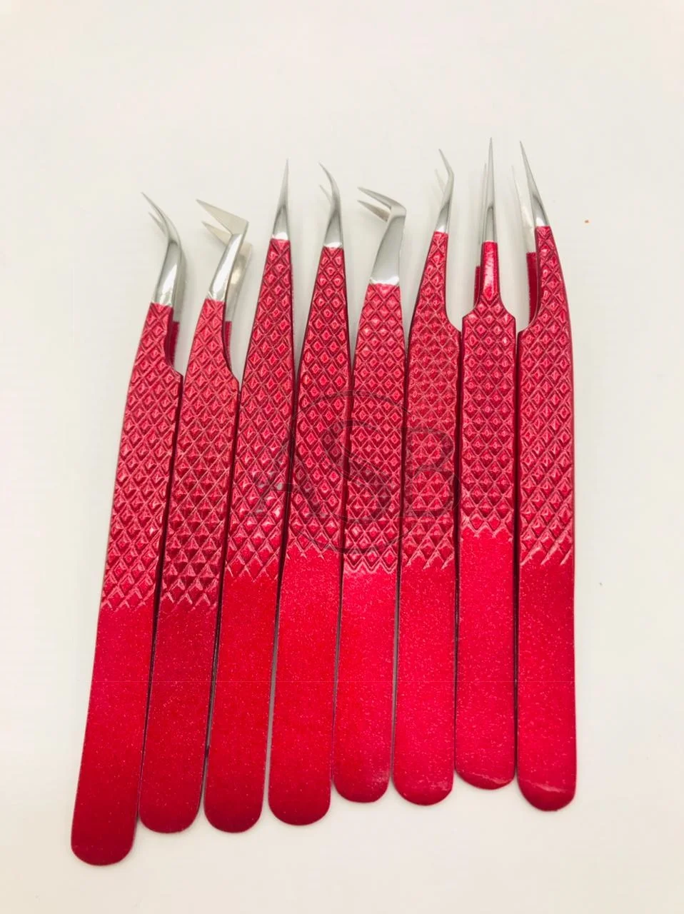 Blood Red powder coated Japanese Stainless steel Diamond grip eyelash extension tweezers volume tweezers