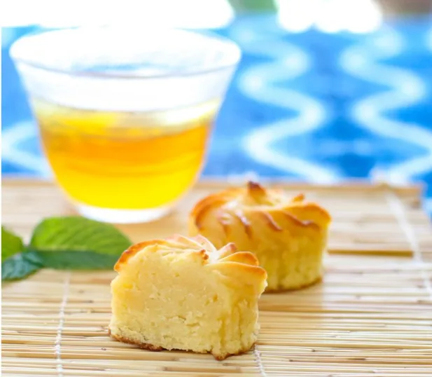 Earl grey tea flavor and purple sweet potato flavor cup cake as great tea time desert for guests special occasions