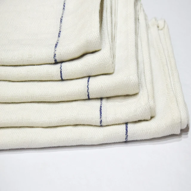 100% Cotton White Chess Kitchen Towel / White Waiter Cloth Super Absorbent